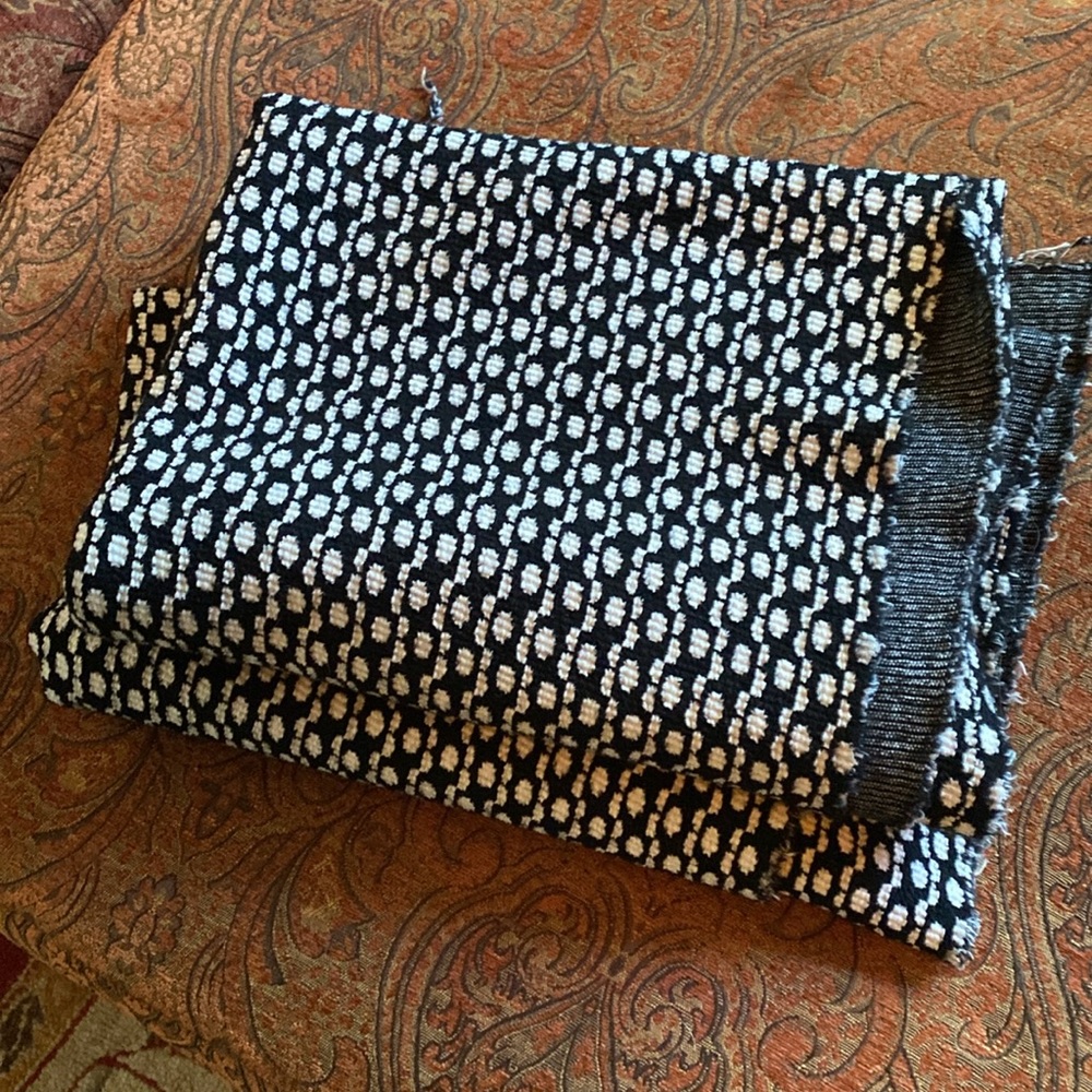 Wool stretch fabric for blanket, skirt or dress black white 80 inches by 52 wide